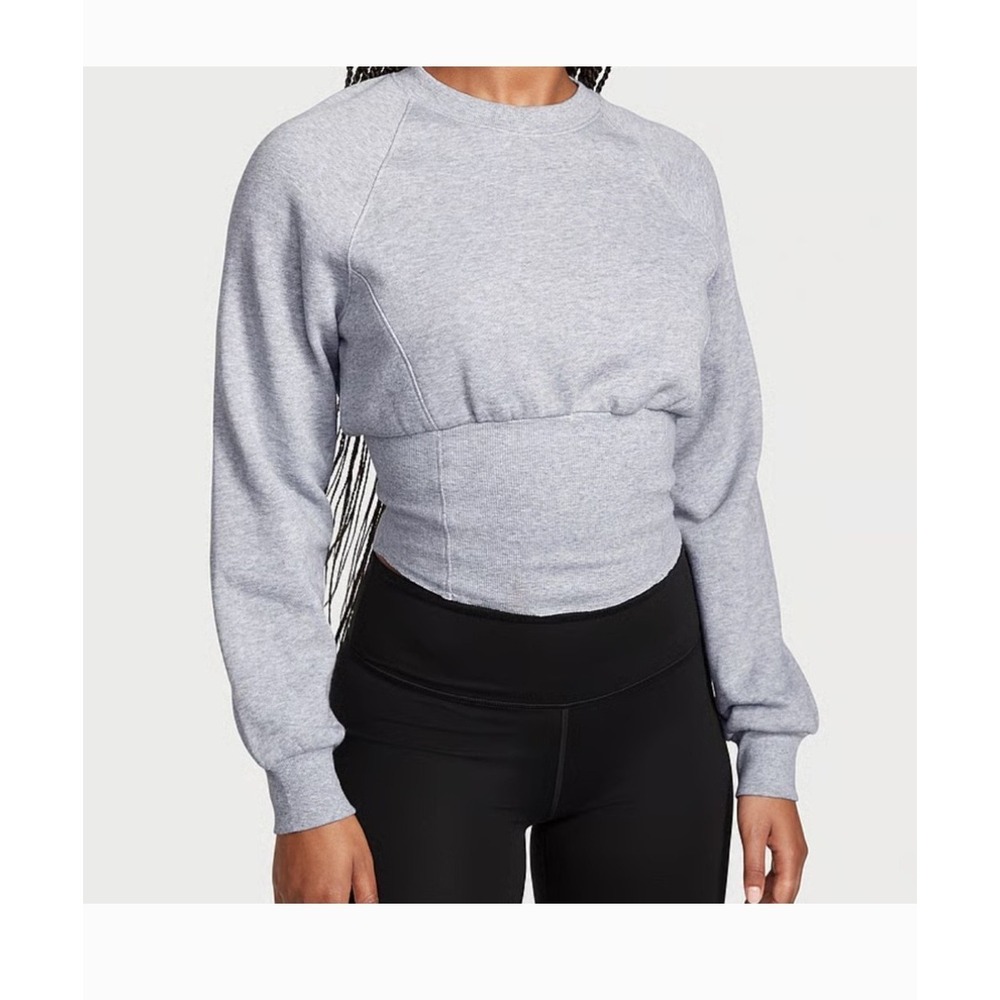 Victoria's Secret Cotton Fleece Corset Crewneck in Gray XXL